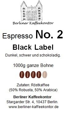 No.2 Black Label - Espresso 1000g Bohne