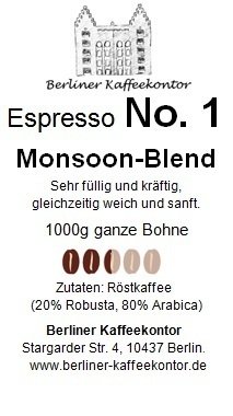 No.1 Monsoon Blend - Espresso 1000g bean