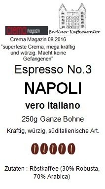 No.3 Napoli vero italiano - Espresso 250g Bohne