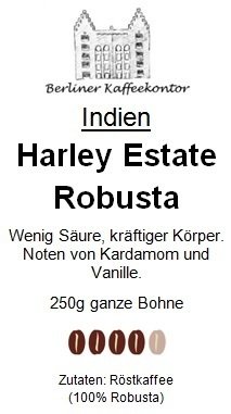 Indien Harley Estate Robusta 250g bean